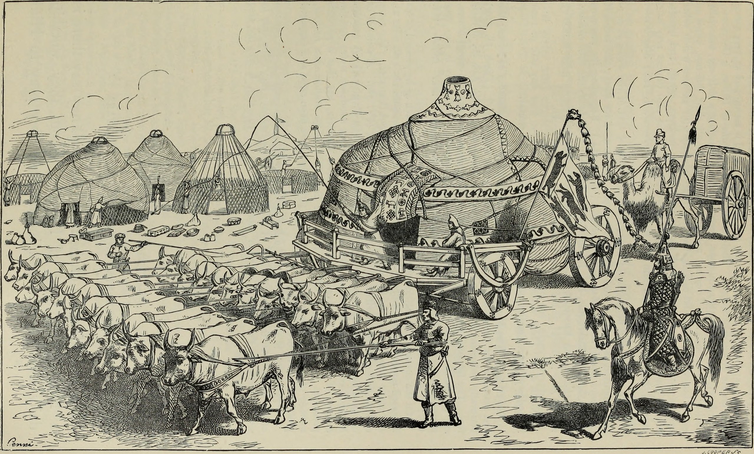 The Mongolian Steppe from the Book of Ser Marco Polo, an illustration